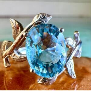 Sterling Silver Aquamarine Ring Size 8.5 – Pakistani Stone